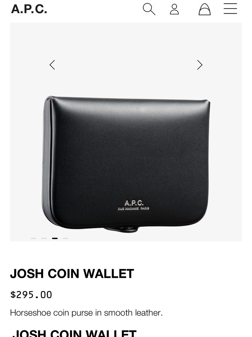 A.P.C. Smooth Leather Coin Wallet in Black